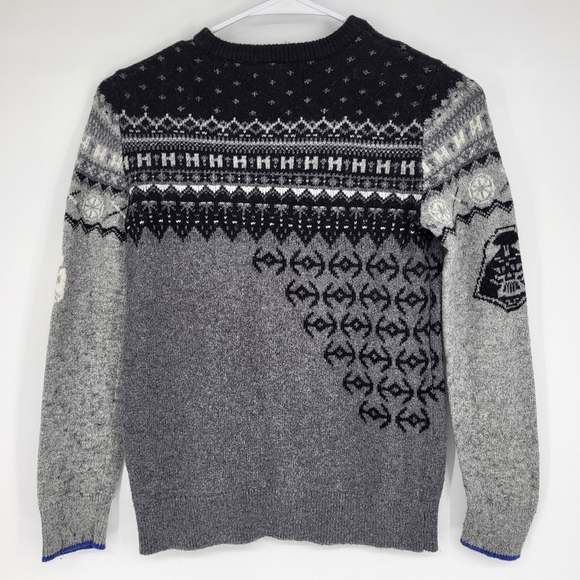 Gap X Star Wars Wool Blend Knit Sweater Crew Neck Long Sleeve Black Gray Medium - Picture 2 of 7